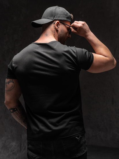 Mintás férfi póló fekete színben Bolf KS2552