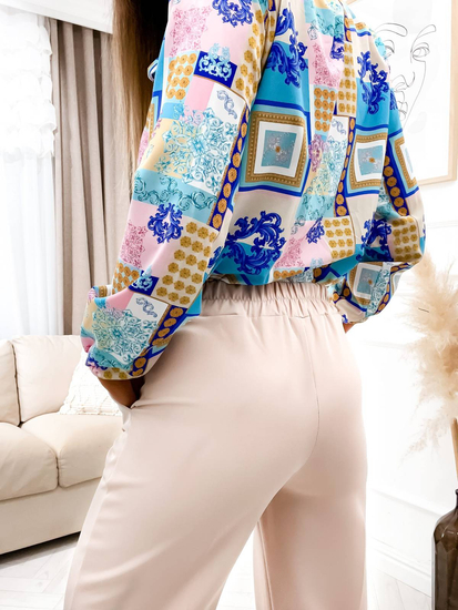 Ecrü színű női harang vászonnadrág Bolf 8158