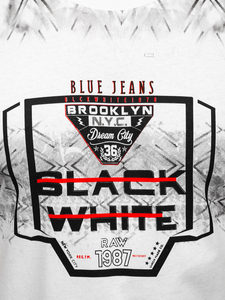 Férfi póló mintával fehér színben Bolf 14207