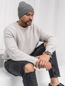 Szürke téli férfi sapka Bolf 387070