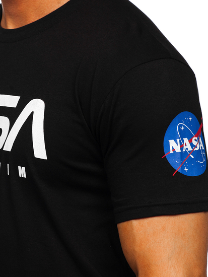 Mintás férfi pamut póló fekete színben Bolf 14401