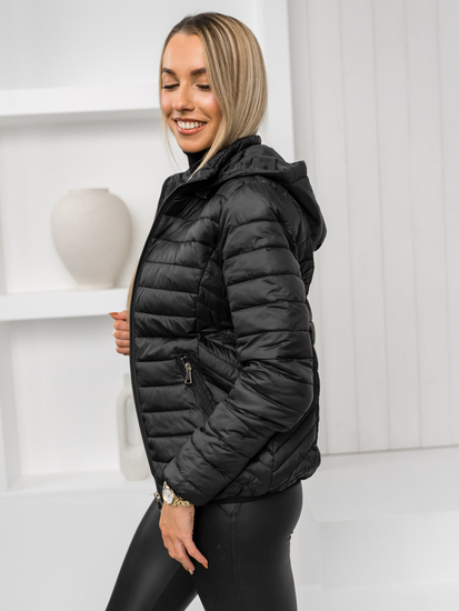 Steppelt átmeneti női dzseki kapucnival fekete színben Bolf B0124A