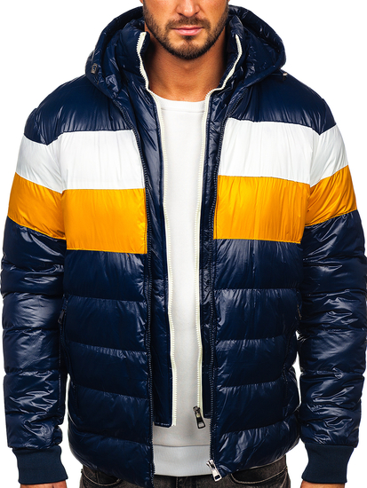 Sötétkék steppelt férfi téli dzseki Bolf 6592