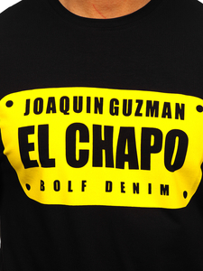 Férfi póló mintával fekete színben Bolf 192364