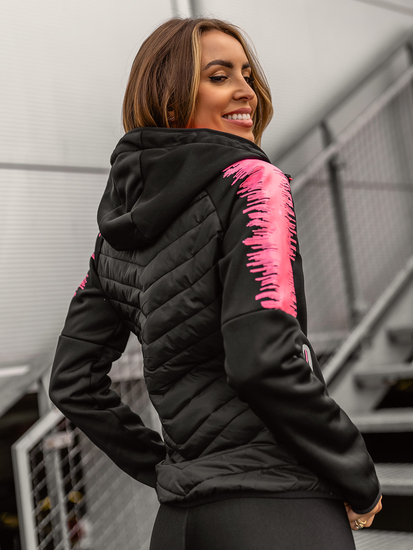 Steppelt átmeneti női dzseki kapucnival fekete színben Bolf KSW4007A