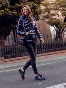 Steppelt téli női dzseki kapucnival gránátkék színben Bolf B9583