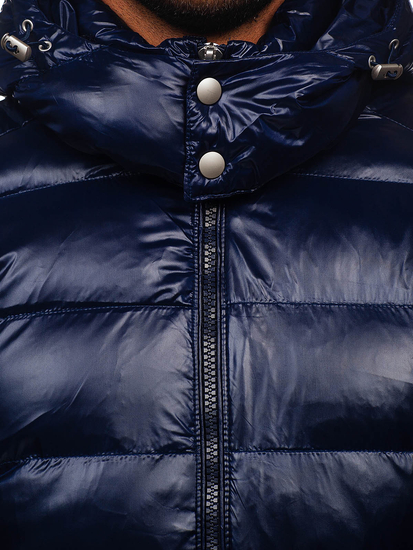 Gránátkék színű steppelt téli férfi dzseki Bolf 9981