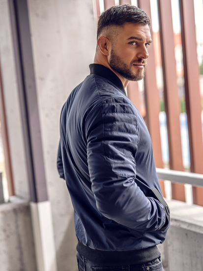 Sötétkék férfi átmeneti bomberdzseki Bolf 84M3007A