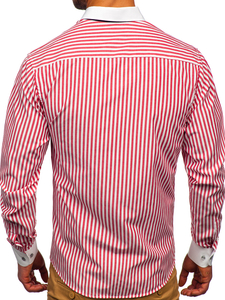 Hosszú ujjú csíkos férfiing piros színben Bolf 20727