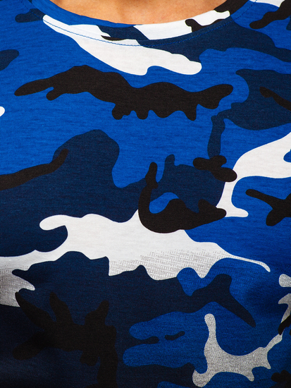 Terepmintás férfi póló kék színben Bolf S808