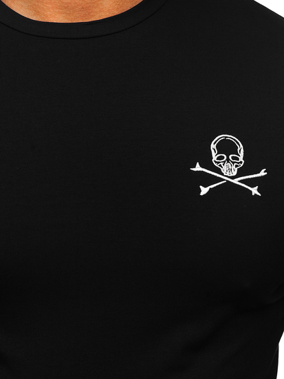 Fekete színű férfi póló mintával Bolf MT3049