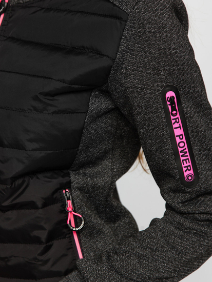 Fekete steppelt kapucnis női átmeneti kabát Bolf KSW4001A1