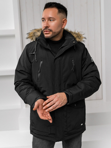 Fekete férfi téli parka Alaska kabát Bolf WX032A1