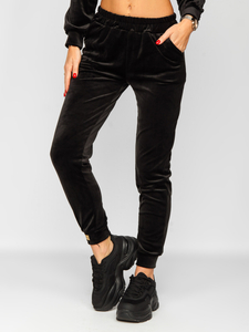 Fekete színű kétrészes velúr női melegítő együttes Bolf 637