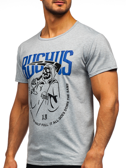 Mintás férfi póló szürke színben Bolf KS2633