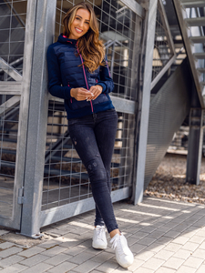 Steppelt átmeneti női dzseki kapucnival gránátkék színben Bolf KSW4001A