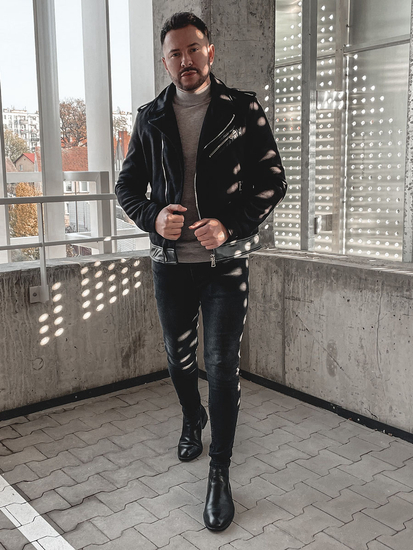 Átmeneti férfi motorosdzseki fekete színben Bolf 79M15501