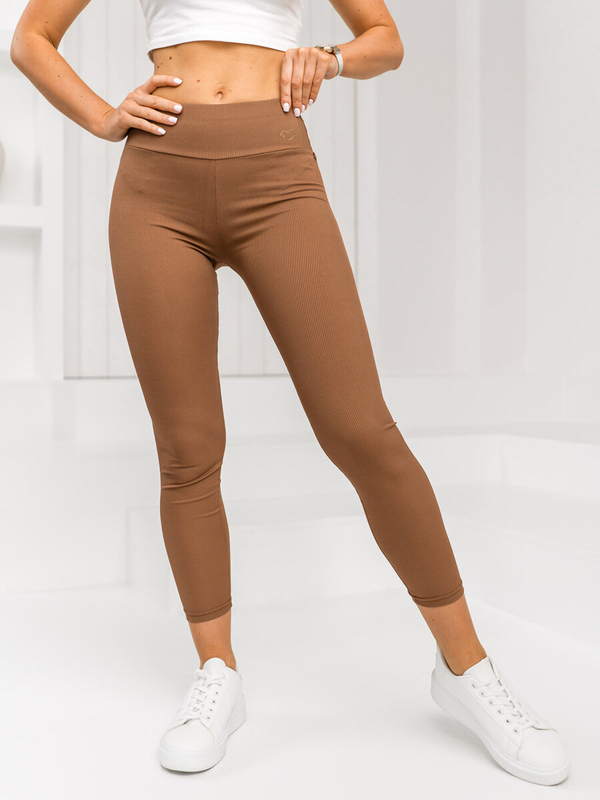 Barna bordázott női leggings Bolf W7903A1