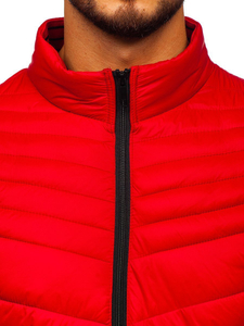 Téli steppelt férfi dzseki piros színben Bolf 1137