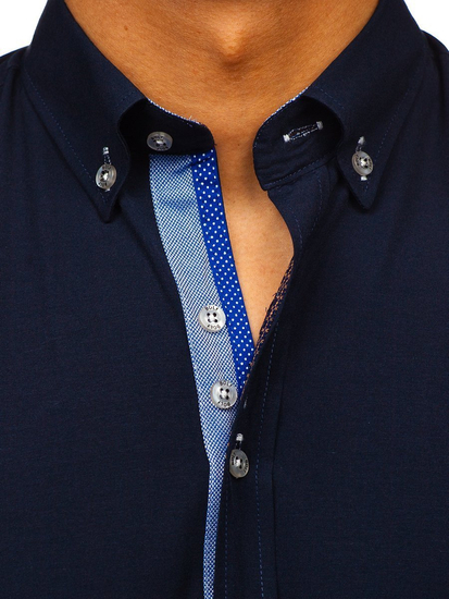 Elegáns hosszú ujjú férfiing gránátkék Bolf 8840-1