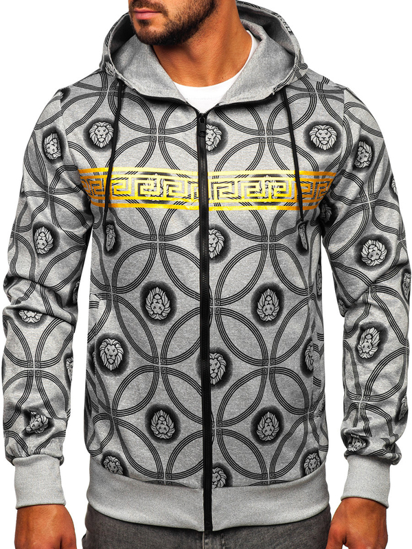 Nyitható szürke színű férfi pulcsi kapucnival Bolf 27B8123