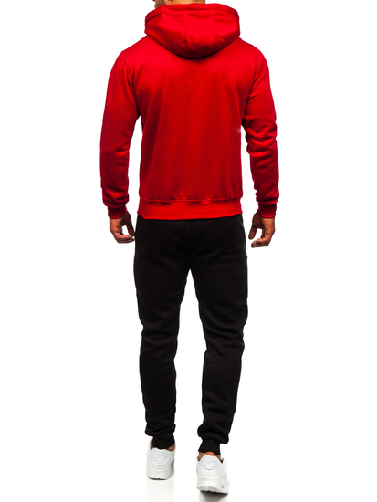 Bordó színű férfi melegítő együttes kenguru típusú kapucnis pulcsival Bolf D002