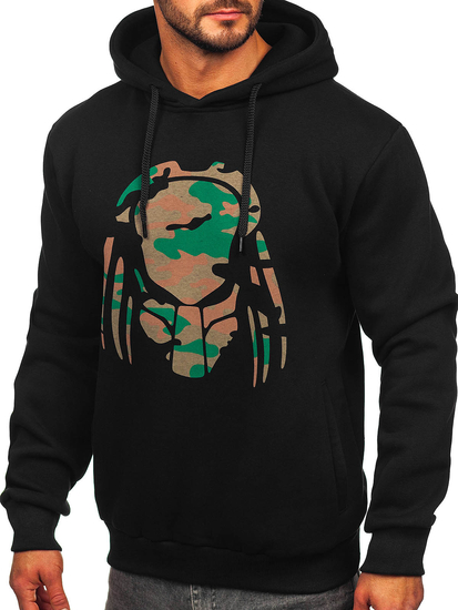 Fekete színű kapucnis férfi melegítőfelső mintával Bolf 147048