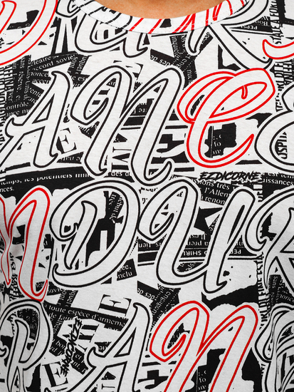 Mintás férfi póló fehér színben Bolf 14906