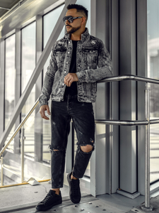 Férfi farmerdzseki szürke színben Bolf AK588