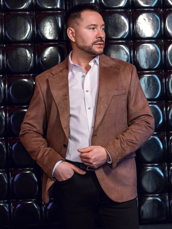 Férfi barna bársony zakó Bolf 24410