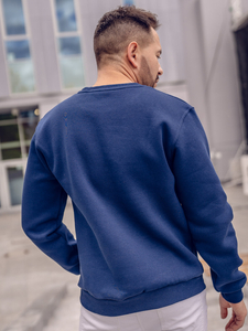 Vastag férfi melegítőfelső kapucni nélkül indigó színben Bolf 2001A