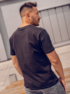 Férfi pamut nyomtatott póló Fekete Bolf KS1997A