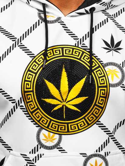 Fehér mintás férfi kapucnis pulcsi Bolf HM630