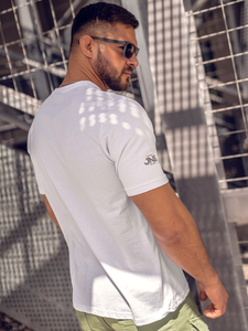 Fehér pamut férfi póló mintával Bolf 14741A