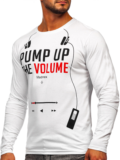 Férfi hosszú ujjú felső mintával fehér színben Bolf 1219