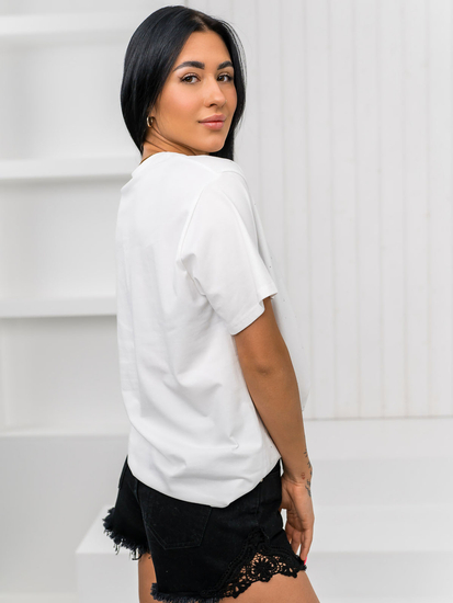 Fehér női póló applikációval Bolf 96T650