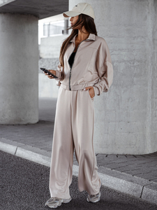 Női két darabos szett cipzárral bézs Bolf 821109