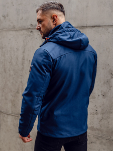 Sötétkék férfi softshell dzseki Bolf BK122A