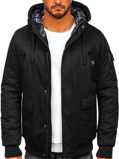 Vastag téli férfi pamut dzseki fekete színben Bolf 1890