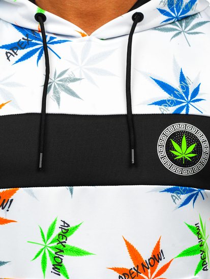 Fehér színű férfi pulcsi nyomattal és kapucnival Bolf HM517