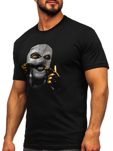 Férfi póló mintával fekete Bolf 142172