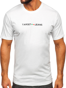 Mintás férfi pamut póló fehér színben Bolf 14761