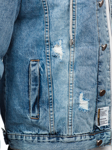 Égszínkék színű férfi farmerdzseki kapucnival Bolf MJ505BC