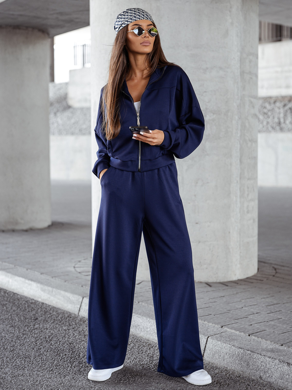 Női két darabos szett cipzárral tengerészkék Bolf 821109