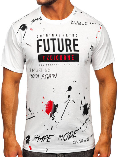 Fehér férfi t-shirt mintával Bolf 14476