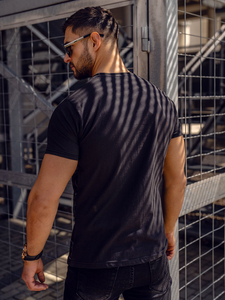 Fekete T-shirt férfi nyomott mintás Bolf SS10935A