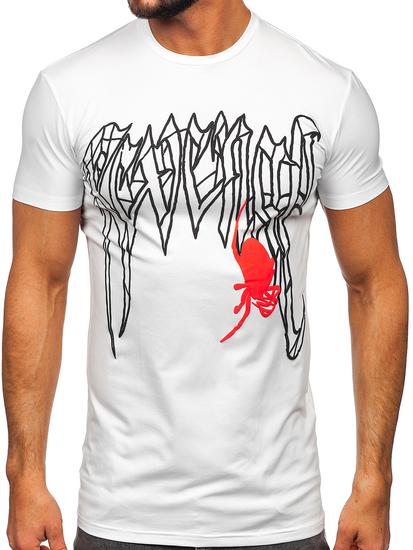 Fehér színű férfi póló mintával Bolf MT3026