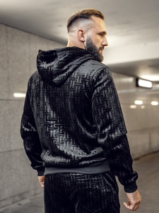 Fekete színű férfi velúr melegítő együttes Bolf 3B113A