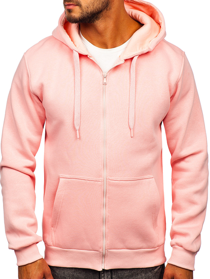 Vastag nyitható férfi melegítőfelső kapucnival világos rózsaszín színben Bolf 2008