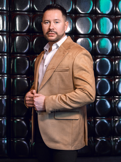 Bársony férfi zakó camel színű Bolf24410